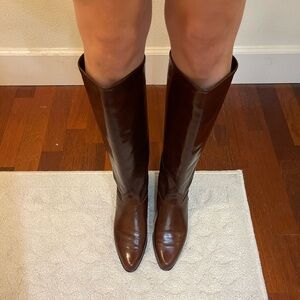 Women’s Chocolate Brown Knee High Italian Leather Boots | Size 7.5